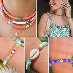 Clay Beads Bracelet Making Kit 6000pcs 24 Colors Flat Preppy Beads with Charms