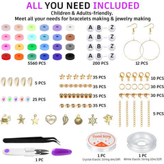 Clay Beads Bracelet Making Kit 6000pcs 24 Colors Flat Preppy Beads with Charms