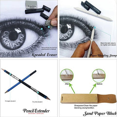 60Pcs/Set Professional Sketch Pencil With Charcoal Brush With Wooden Box