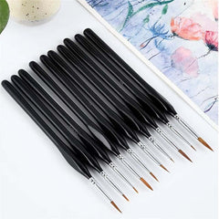 9 Pcs Extra Fine Tip Paint Brush Set Miniature Detail Paint Brush Professional Wooden Handle Watercolor Detail Liner Learning Drawing Tool Cartoon Accessories