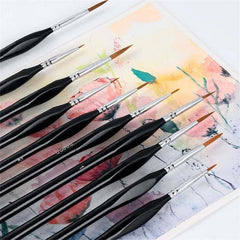 9 Pcs Extra Fine Tip Paint Brush Set Miniature Detail Paint Brush Professional Wooden Handle Watercolor Detail Liner Learning Drawing Tool Cartoon Accessories