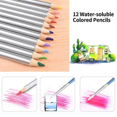40 PCs Water Soluble Colored Pencil Painting Kit 41 PCs Sketch Color Lead Suit Student Art Painting Kit Art Supplies