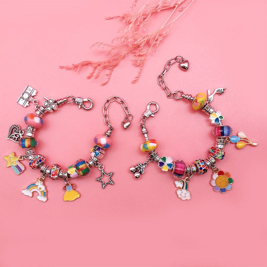 66pc Rainbow Bracelet Making Kit WIth Cartoon Rabbit Necklace Jewelry
