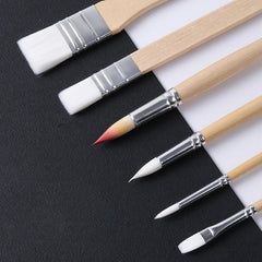 6Pcs Nylon Hair Paint Brushes Set ooden Handle Watercolor Oil Painting Brush