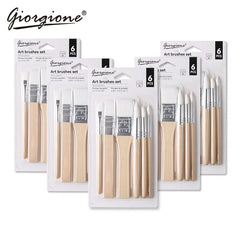 6Pcs Nylon Hair Paint Brushes Set ooden Handle Watercolor Oil Painting Brush