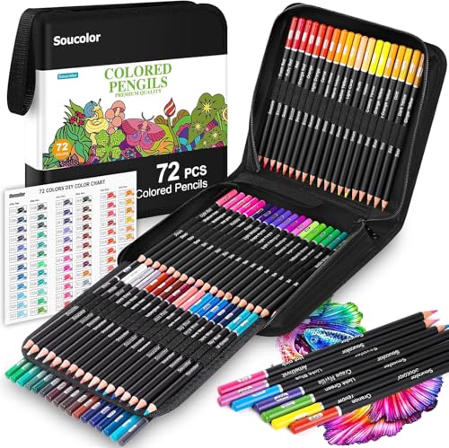 72-Color Colored Pencils Set  Soft Core Artist Sketching Drawing Pencils For Adult Coloring Books