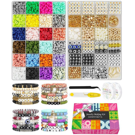 7500 Pcs Clay Beads Bracelet Making Kit Craft Gift for Kids Teens Adults