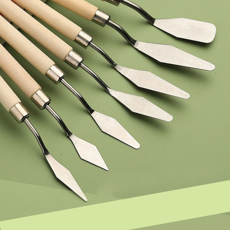 7Pcs Set Stainless Steel Oil Painting Knives Artist Crafts Spatula Palette Knife
