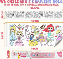 Children's Drawing Roll For Kids 118X14.9 Inch Color Filling Paper Coloring Paper Roll