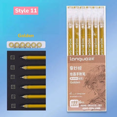 9Pcs/Box Languo Handbook Pen Students Writing Painting Marker Pens Stationery
