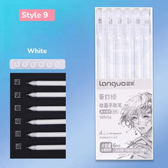 9Pcs/Box Languo Handbook Pen Students Writing Painting Marker Pens Stationery