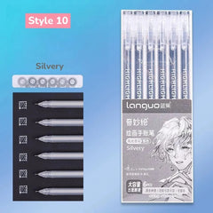 9Pcs/Box Languo Handbook Pen Students Writing Painting Marker Pens Stationery