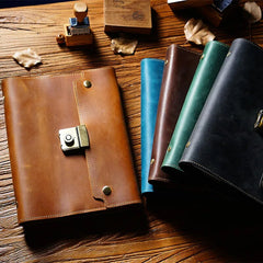 A5 Cowhide Simple Notebook Retro Password With Lock Diary