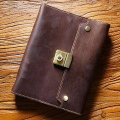 A5 Cowhide Simple Notebook Retro Password With Lock Diary