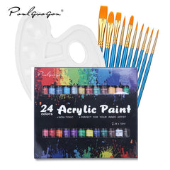 35Pcs 24 Colors Acrylic Paint Set With 10 Brushes