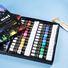 24 Colors 12ml Acrylic Paint Set With Brush Art Supplies