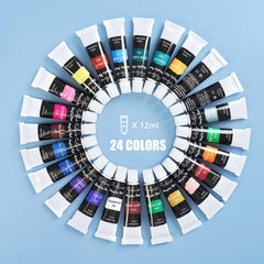 24 Colors 12ml Acrylic Paint Set With Brush Art Supplies