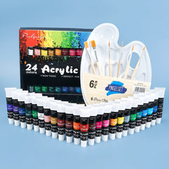 24 Colors 12ml Acrylic Paint Set With Brush Art Supplies