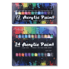 Acrylic Paint Set With Brush 24 Colors 12ml