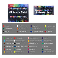 Acrylic Paint Set With Brush 24 Colors 12ml