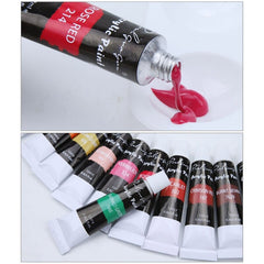 Acrylic Paint Set With Brush 24 Colors 12ml