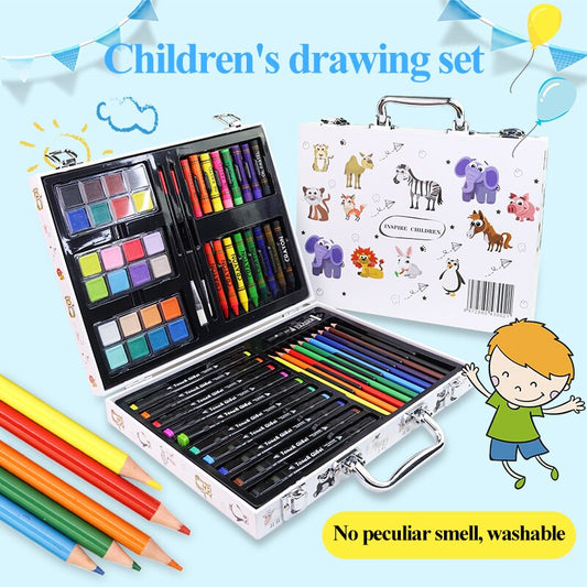 Children Art Painting Set With Marker Watercolor Paint Crayon Colored Pencil