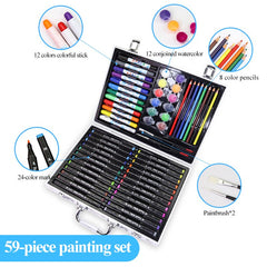 Children Art Painting Set With Marker Watercolor Paint Crayon Colored Pencil