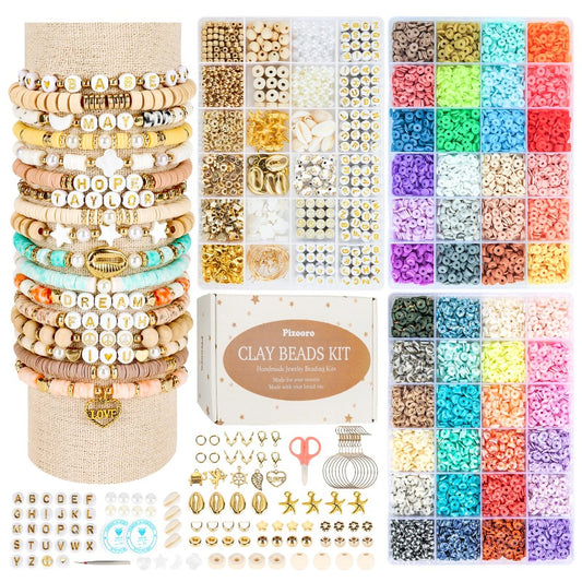Clay Beads 3 Boxes Bracelet Making Kit 10500pcs Beads for Jewelry Making