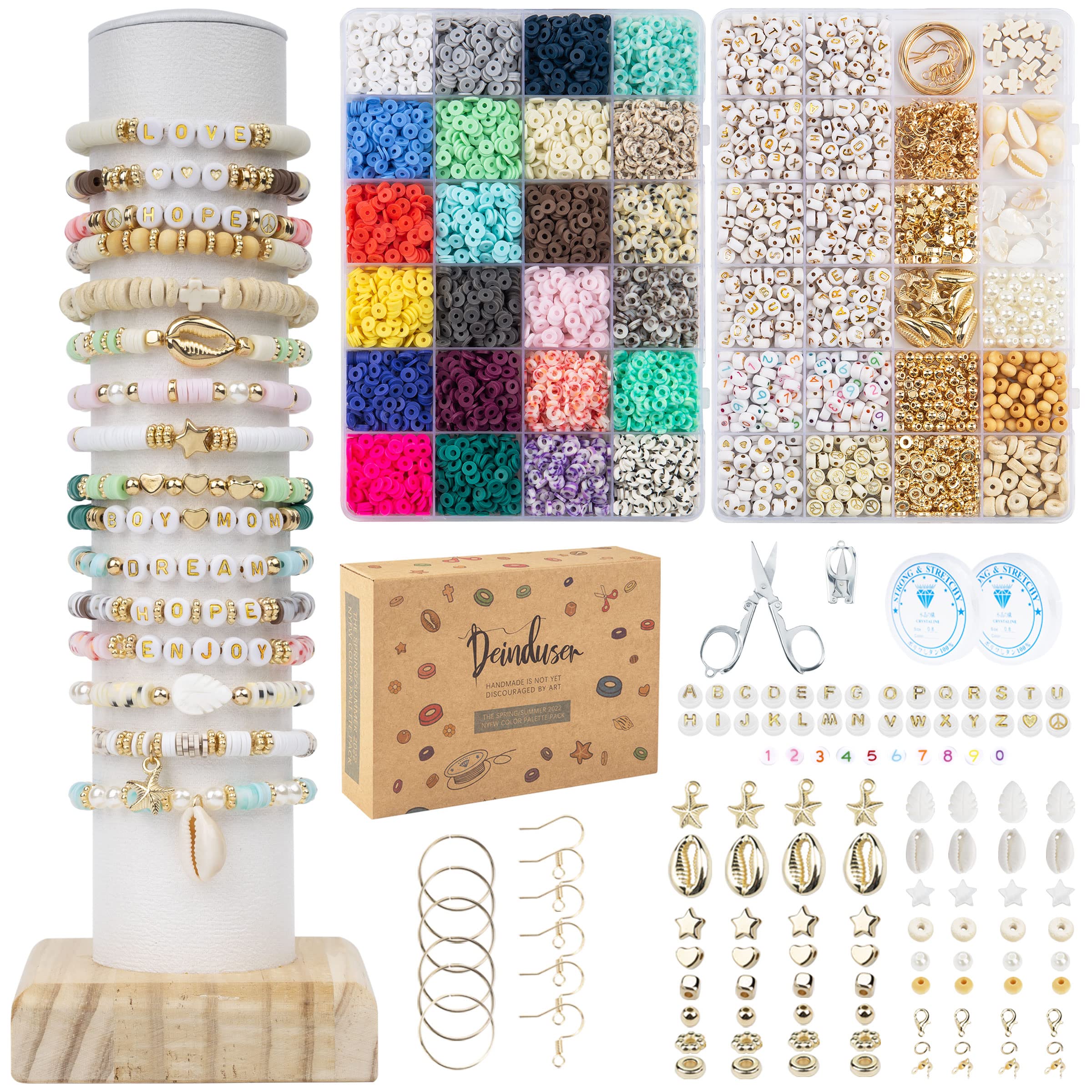 Clay Beads 7200 Pcs 2 Boxes Bracelet Making Kit - 24 Colors Polymer Clay