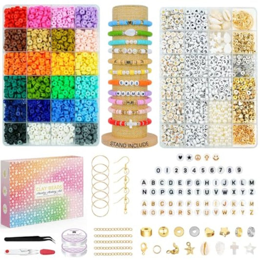 Clay Beads with Display Stand, Bracelet Making Kit