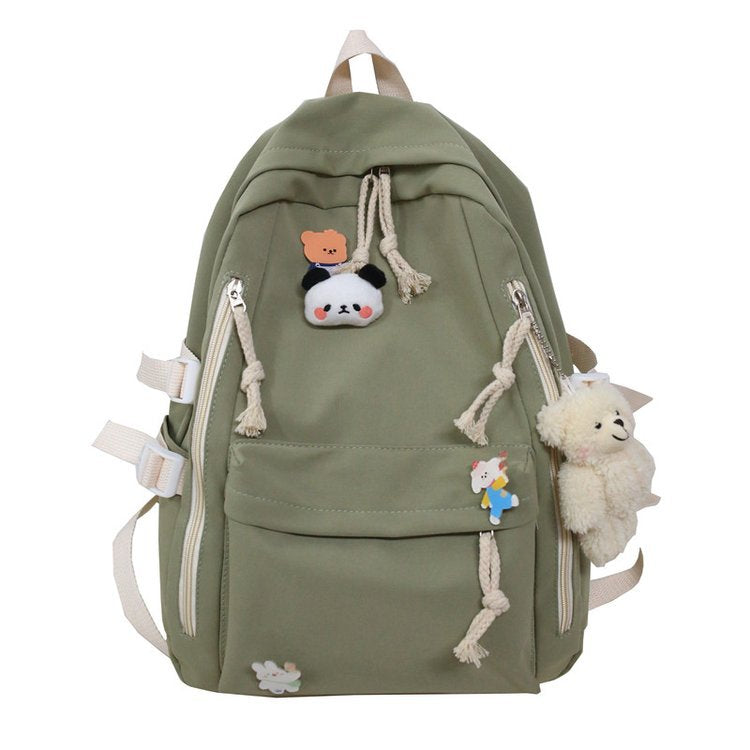 Cute Girl Backpack Nylon Large Capacity School Bag Students Backpack With Pendant - honeylives