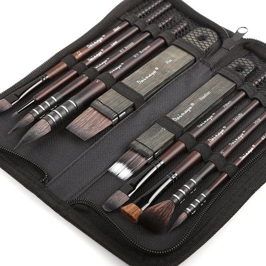 10 Pcs Watercolor Painting Brush Set Squirrel Horse Hair Paint Brush