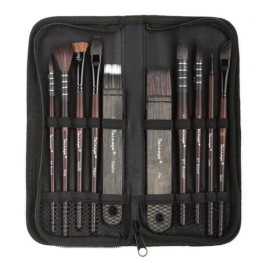 10 Pcs Watercolor Painting Brush Set Squirrel Horse Hair Paint Brush