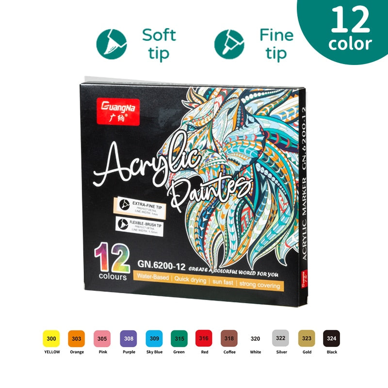 Soft Dual Tips Pens Acrylic Paint Markers Set