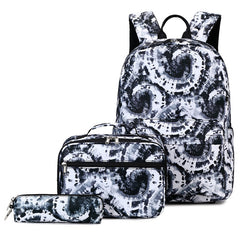 3pcs Set Large Capacity Print Backpack Student School Bag