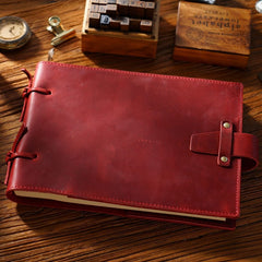 Genuine Leather Notebook Handmade Journal with Lock Blank Kraft Paper