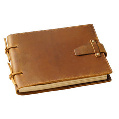 Genuine Leather Notebook Handmade Journal with Lock Blank Kraft Paper