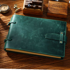 Genuine Leather Notebook Handmade Journal with Lock Blank Kraft Paper