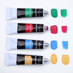 12/24 Color Acrylic Paint Set For Fabrics Painting Clothing Pigments Non-Fading Non-Toxic Professional Artist Painting 12Ml