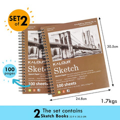 2pcs Professional Drawing Sketchbook 9*12inch100 Sheet