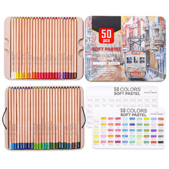 50pcs Soft Pastel Colored Pencil Set Wood Skin Pastel Color Pencils Set