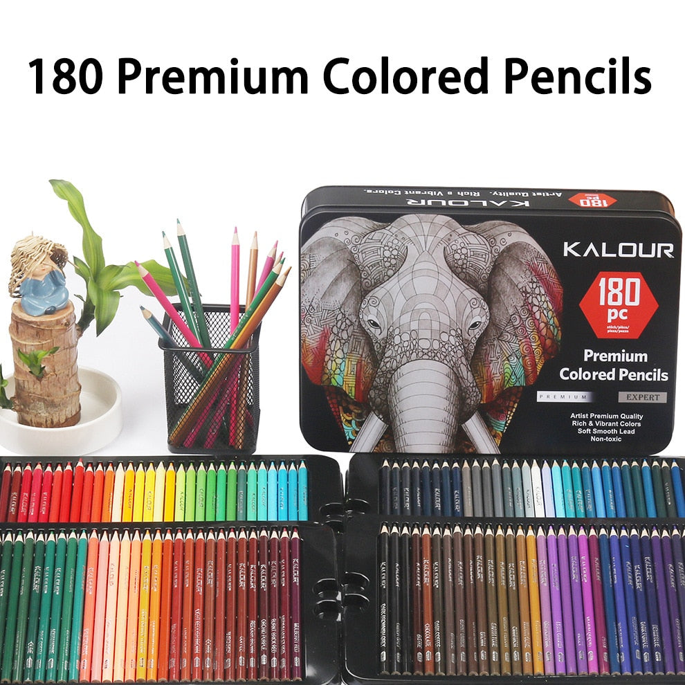 180 Colors Professional Oil Color Pencil Set With Iron Box