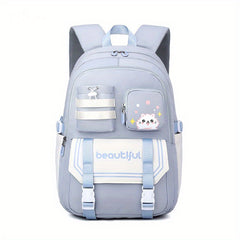 Large Capacity Student School Bag Solid Color Backpack Class Primary Schoolbag