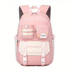 Large Capacity Student School Bag Solid Color Backpack Class Primary Schoolbag