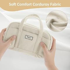 Extra Big Pencil Bag with 5 Compartments, Pen Bag Wide Opening, Soft Corduroy Pencil Pouch Organizer with Zipper