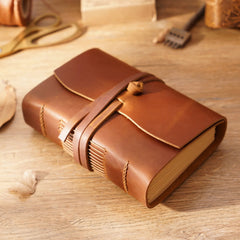 Leather Journal Notebook With Retro Chinese Style Blank Paper