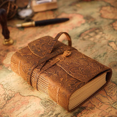 Leather Journal Notebook With Retro Chinese Style Blank Paper