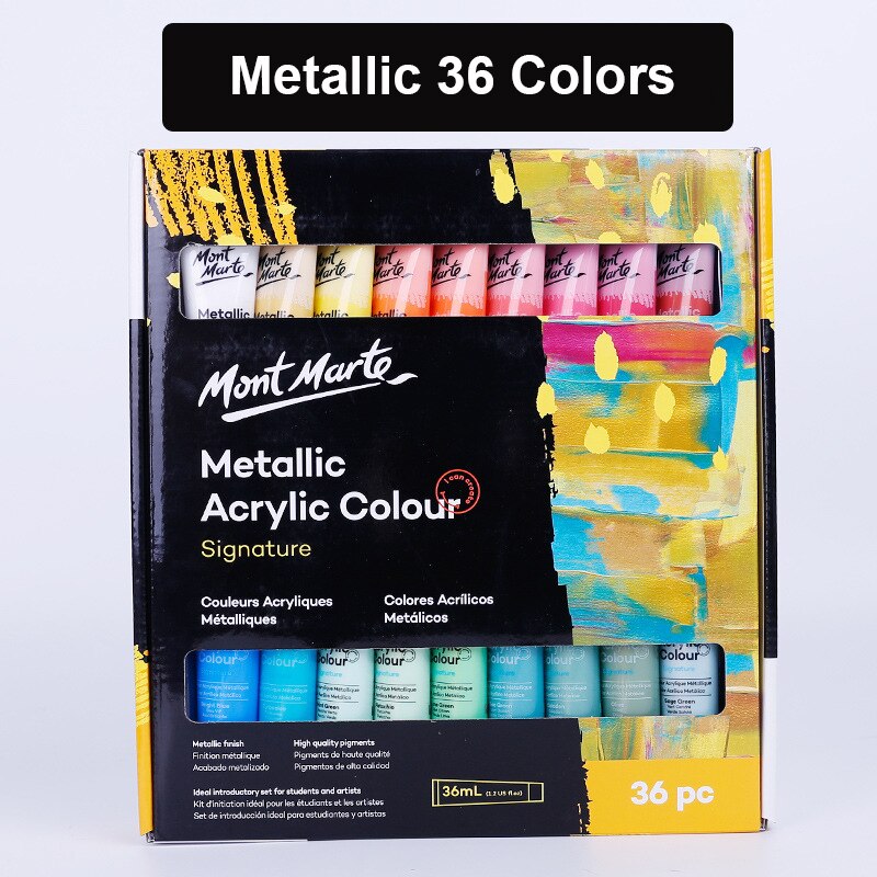 Premium Metallic Acrylic Paint Set 12/24Colors Acrylic Paint Set 36ml