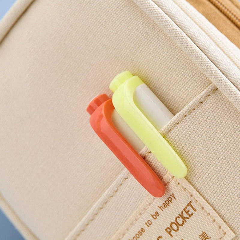 Minimalist Style Pencil Bag Large Capacity Canvas Classic Pen Bag With Zipper