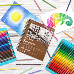 2 Books Pack 9*12inch 100 Sheets Spiral Sketch Book Stationery Drawing Pad Professional Art Painting Sketch Book